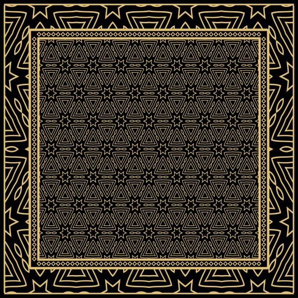 几何图案与手绘花卉装饰。插图。用于织物，纺织品，大手帕图片下载