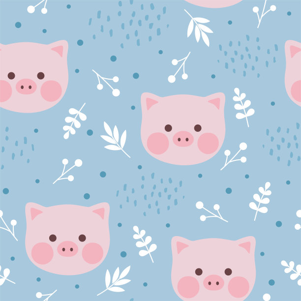 猪可爱无缝图案图片下载