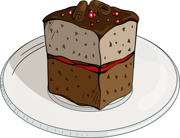 一块巧克力蛋糕孤立在白色。图片下载