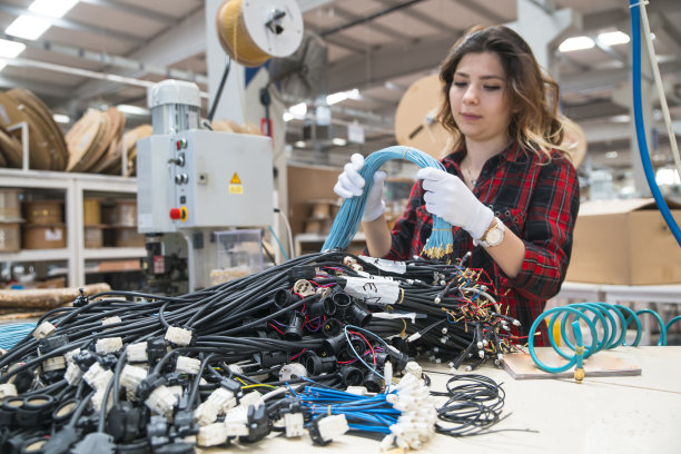 年轻女人在工厂工作图片下载