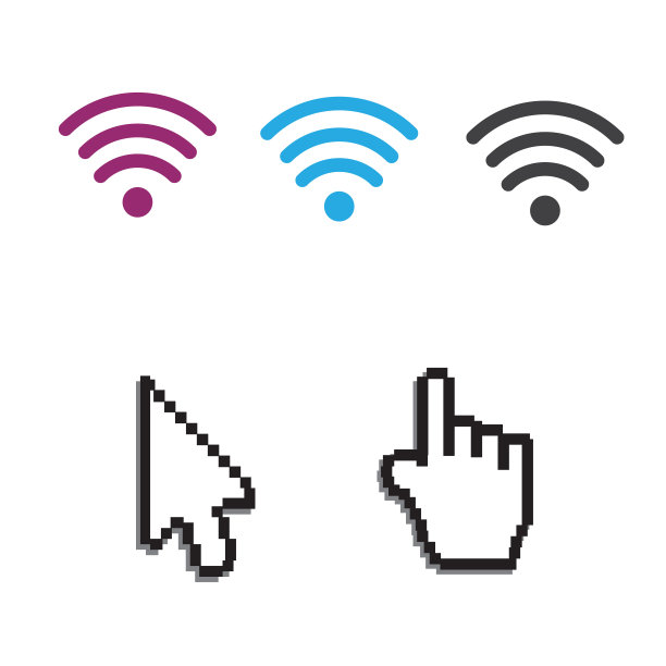 免费的wi-fi图标和wifi应用程序和手箭头网络光标矢量图片下载