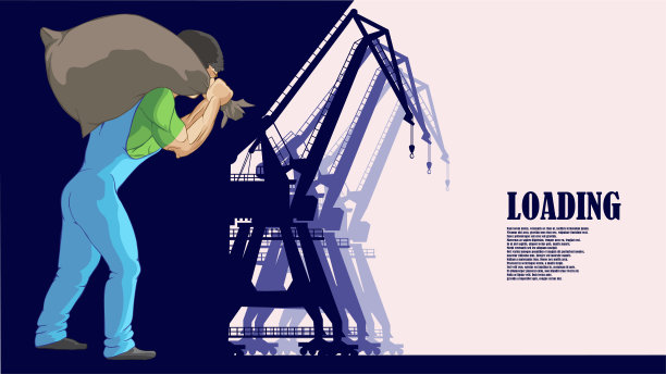 港口装载机正拖着一个重袋子图片下载