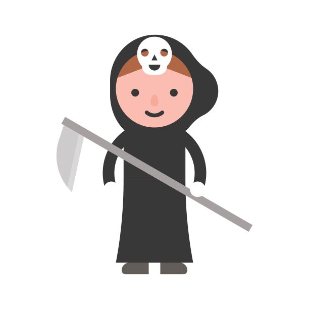 死亡天使，万圣节服装的孩子，平面设计图片下载