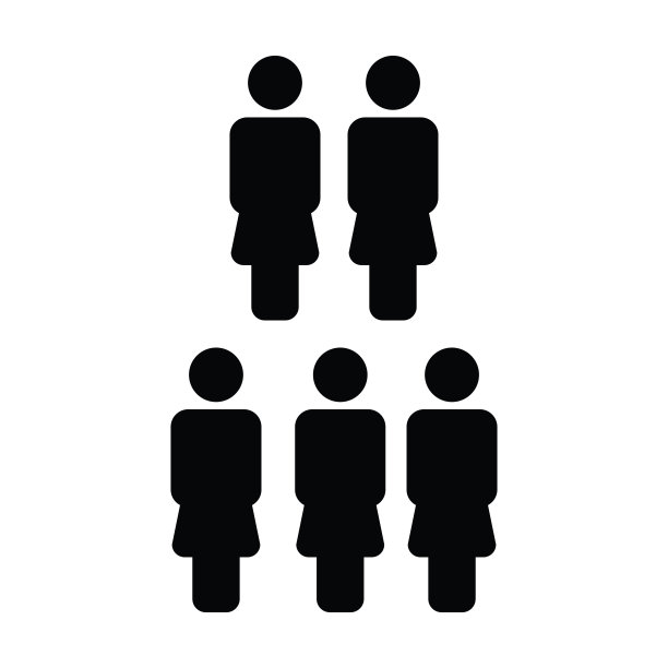 人力资源图标向量女性群体符号化身为企业管理团队中的平色象形文字图片下载