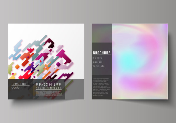 最小矢量插图可编辑布局的两方格式封面设计模板的小册子，传单，杂志。抽象的彩色几何背景在极简的设计中选择图片下载
