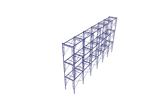 脚手架框架3层，日本标准型孤立在白色背景。可按用户要求填充尺寸或其它安全标准。用于施工内容或脚手架租赁供应商。图片下载