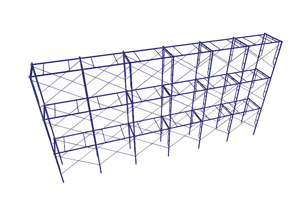 脚手架框架3层，日本标准型孤立在白色背景。可按用户要求填充尺寸或其它安全标准。用于施工内容或脚手架租赁供应商。图片下载