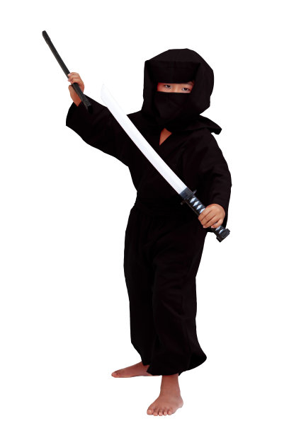 一个在白色背景上拿着剑的忍者图片下载