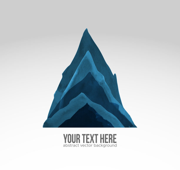 高蓝山手绘在极简主义亚洲stylу在白色的背景素材图片