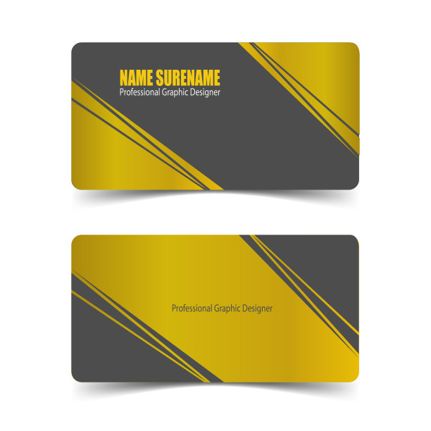 套名片模板与暗金金属设计矢量图片下载