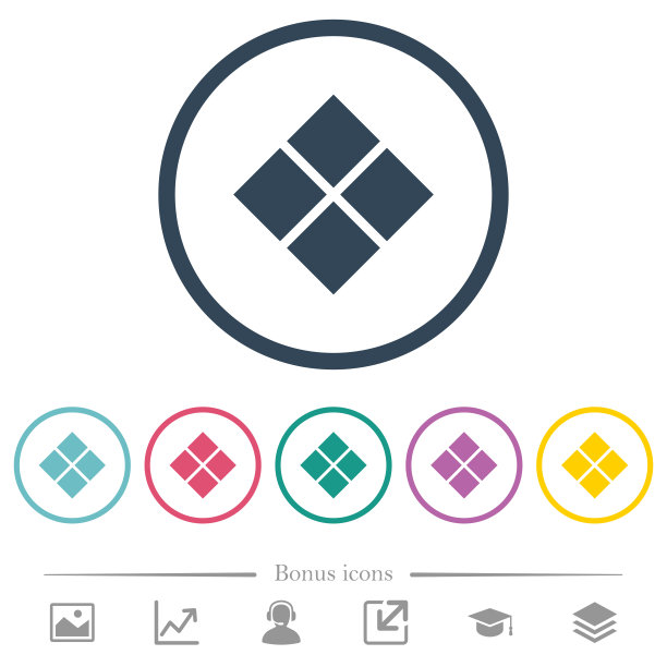 对角线瓷砖模式平面颜色图标在圆形轮廓图片下载