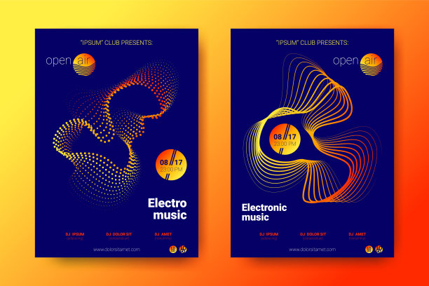 彩色音乐标语牌波浪扭曲的轮。图片下载