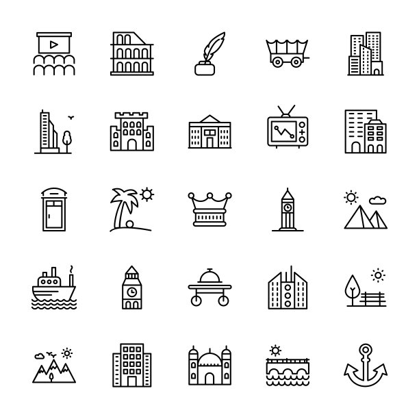 美国文化线向量图标图片下载