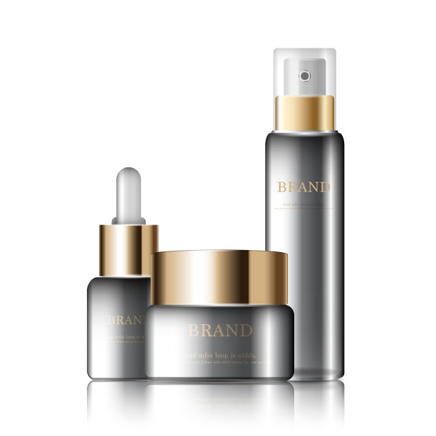 每年或节日特卖补水面霜。银和金膏面膜瓶隔离在亮片颗粒背景上。优雅的化妆品广告，插画。图片下载