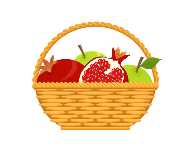 装水果的柳条篮子图片下载