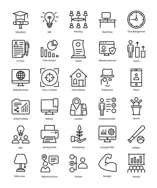 专业简历线图标包图片下载