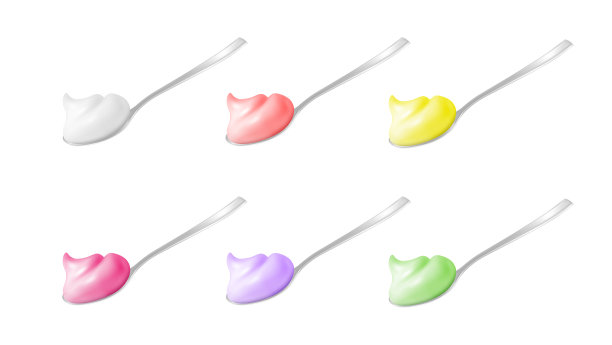 匙酸奶。水果色冰淇淋图片下载