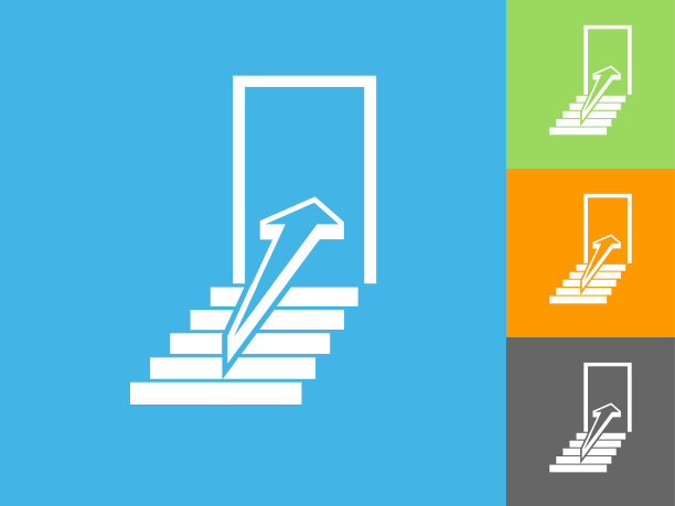 门平面图标上的蓝色背景图片下载