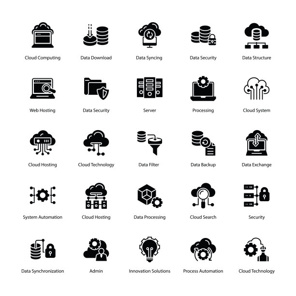 云计算Glyph图标集图片下载