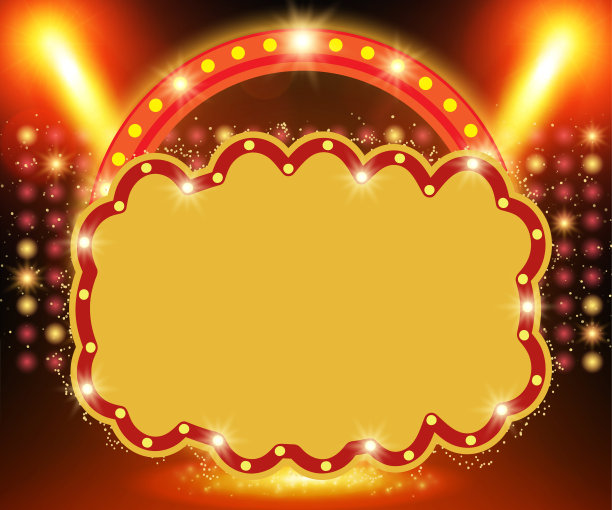 舞台上的复古旗帜与聚光灯效果背景图片下载