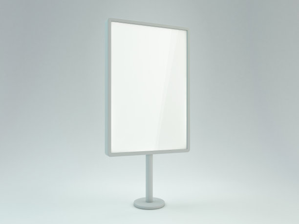 空白的街道广告牌上的白色背景。Ddvertising显示。3 d图片下载