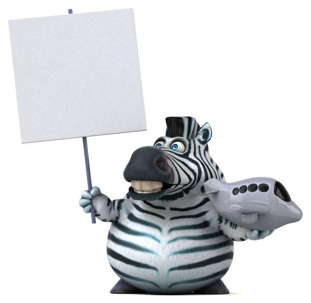 有趣的斑马- 3D插图图片下载