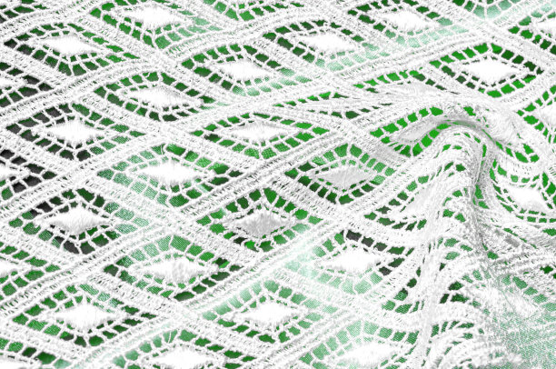 纹理背景图案。花边的白色织物。手蕾丝上的白色背景。白色饰品，婚纱面料上的刺绣，明信片，照片墙纸，海报，图片下载