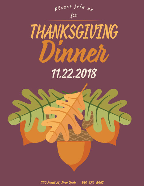 邀请可爱的秋季元素感恩节晚餐图片下载