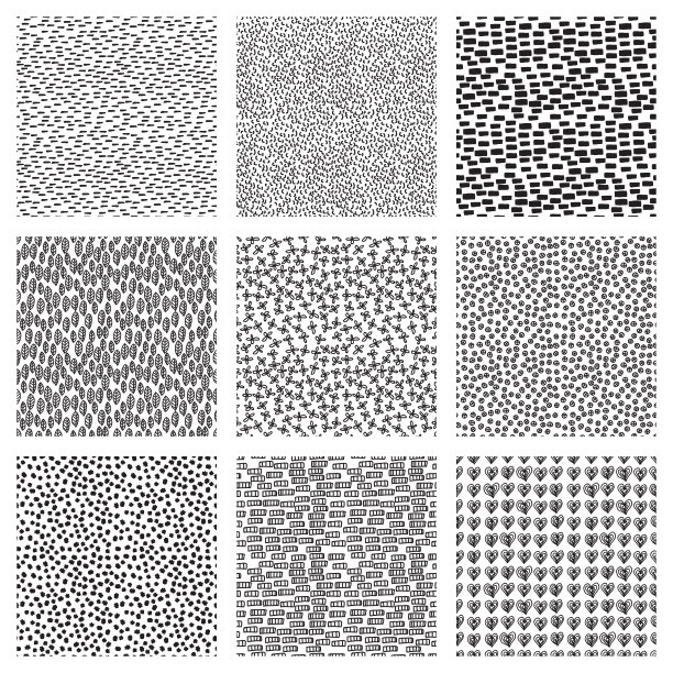 一组抽象的粗糙的手绘纹理背景。矢量插图。图片下载