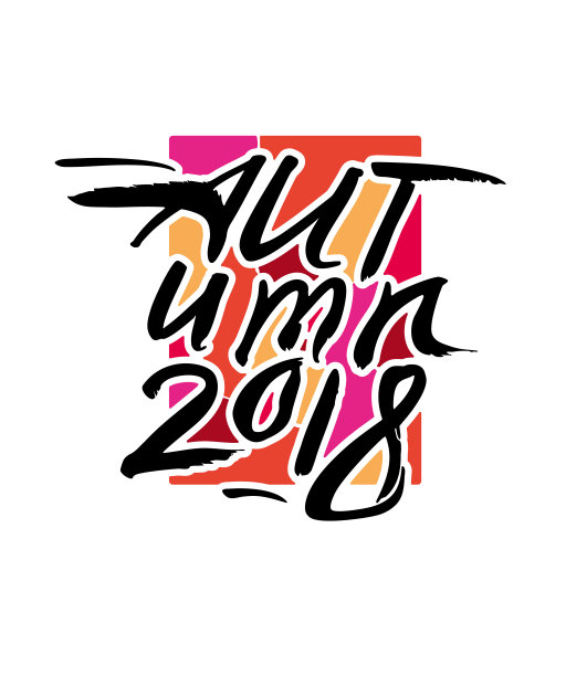 2018年的秋天。书法艺术象征季节的秋天。矢量模板孤立在白色背景。图片下载