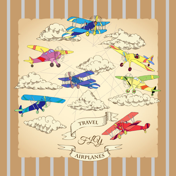 彩色飞机背景图片下载