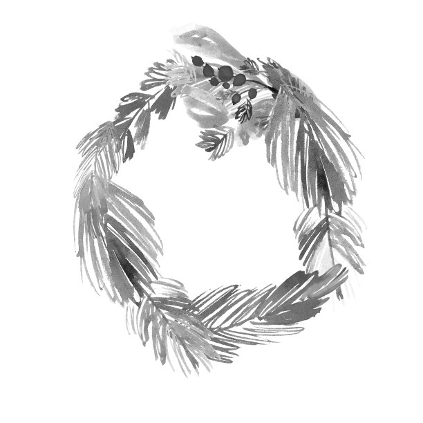 圣诞黑白花环由冬青浆果，松枝和树叶。图片下载