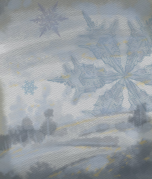 用雪花和风景装饰的空纹理表面素材图片