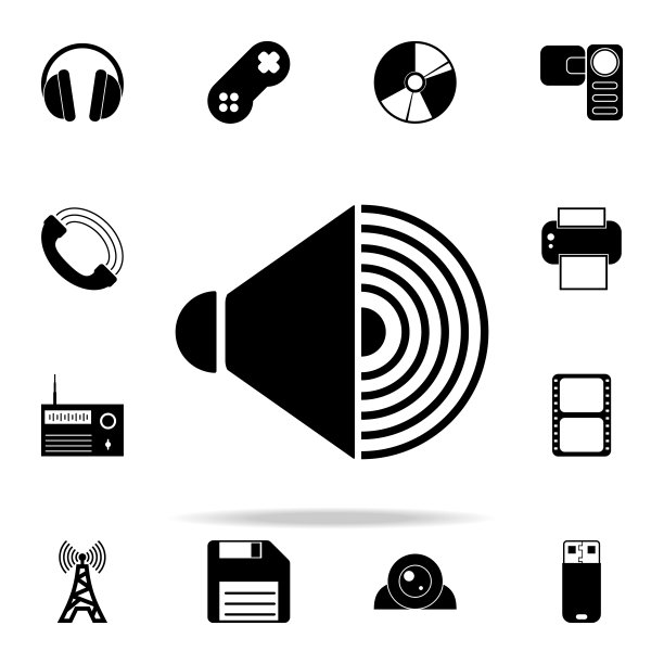 扬声器声音图标：用于网页和移动设备的媒体通用图标集图片下载