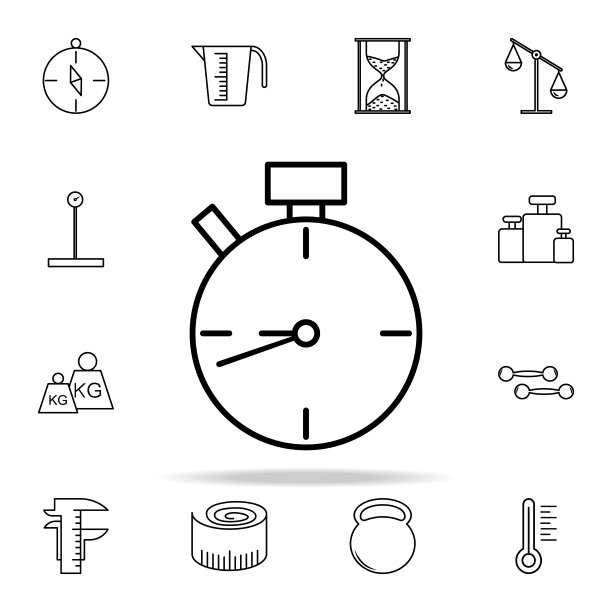 秒表图标：网页和移动设备通用测量仪器图标集图片下载