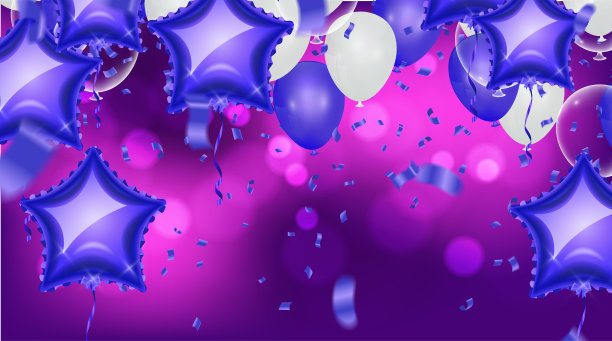 紫红色的金属气球在楼上，清晰的路径孤立在白色的背景图片下载