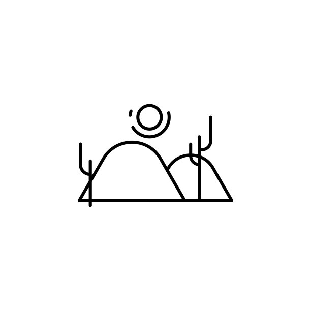 沙漠图标。移动概念和web应用的景观图标元素。细线沙漠图标可以用于网络和手机图片下载