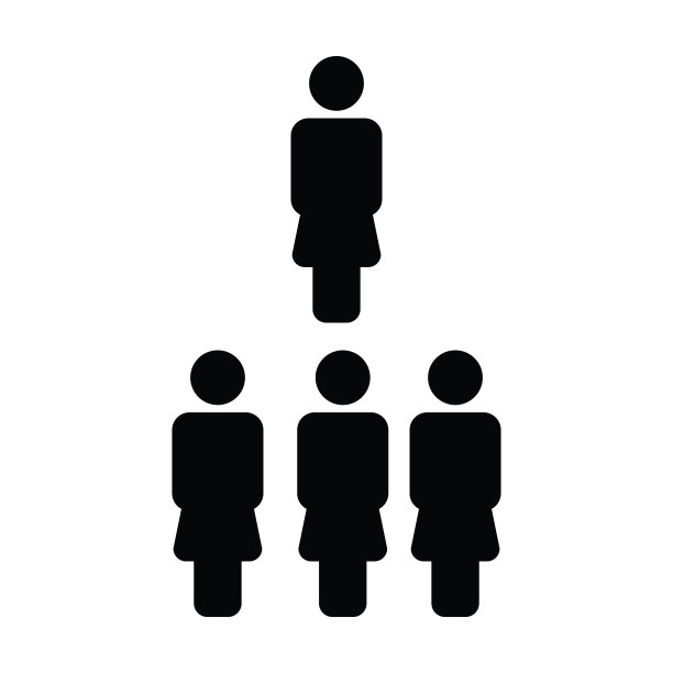 领袖图标向量女性群体的人的符号化身为企业管理团队在平色字形象形图图片下载