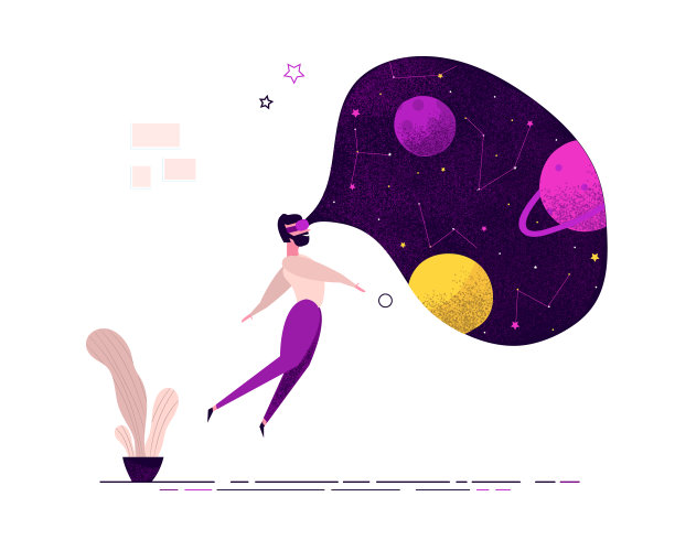 戴着虚拟现实眼镜的人看到了太空星系图片下载