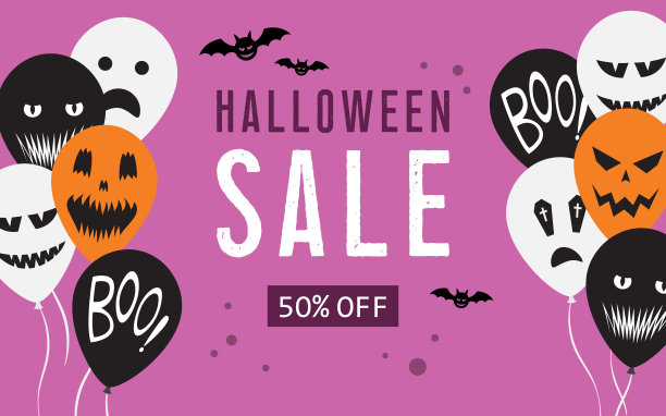 万圣节销售网络横幅气球。图片下载