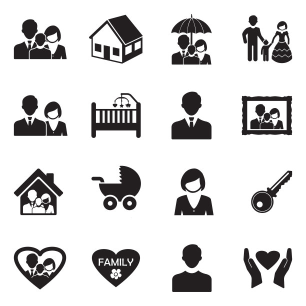 家庭的图标。黑色的平面设计。矢量插图。图片下载