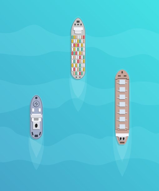 一组商业货船。海上交通工具。运输艇。图片下载