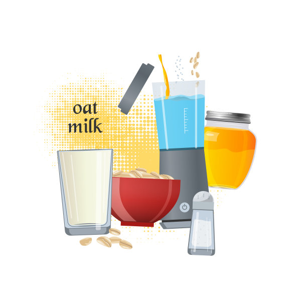 燕麦牛奶矢量插图图片下载