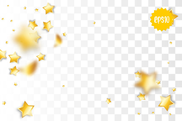 金色的节日星星五彩纸屑随意飘落图片下载