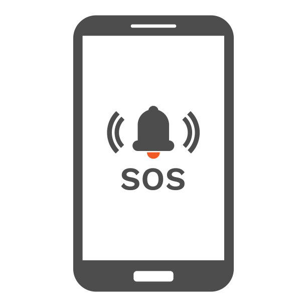 屏幕上有紧急按钮的智能手机。向量图片下载