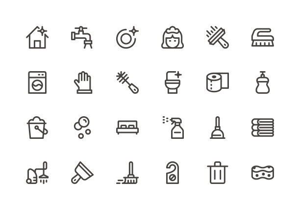 清洁-线路图标图片下载