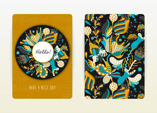 封面设计与花卉图案。手绘创意花。五彩缤纷的艺术背景与绽放图片下载