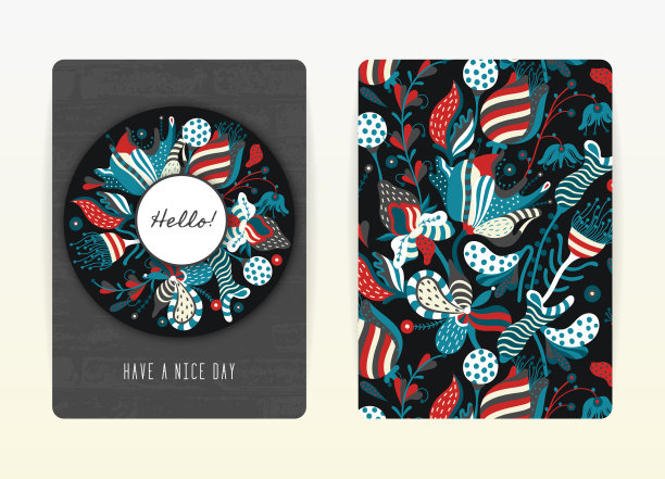 封面设计与花卉图案。手绘创意花。五彩缤纷的艺术背景与绽放图片下载