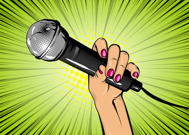 女性波普艺术手握麦克风图片下载