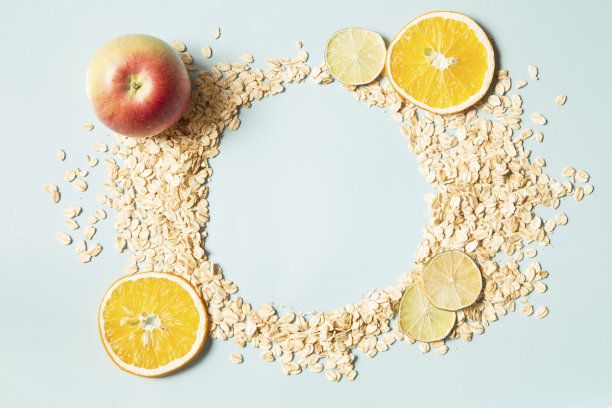 牛奶什锦早餐和水果图片下载